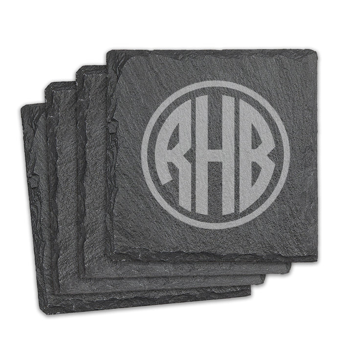 Monogram Square Slate Coasters - Set of 4