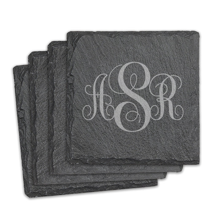 Monogram Square Slate Coasters - Set of 4