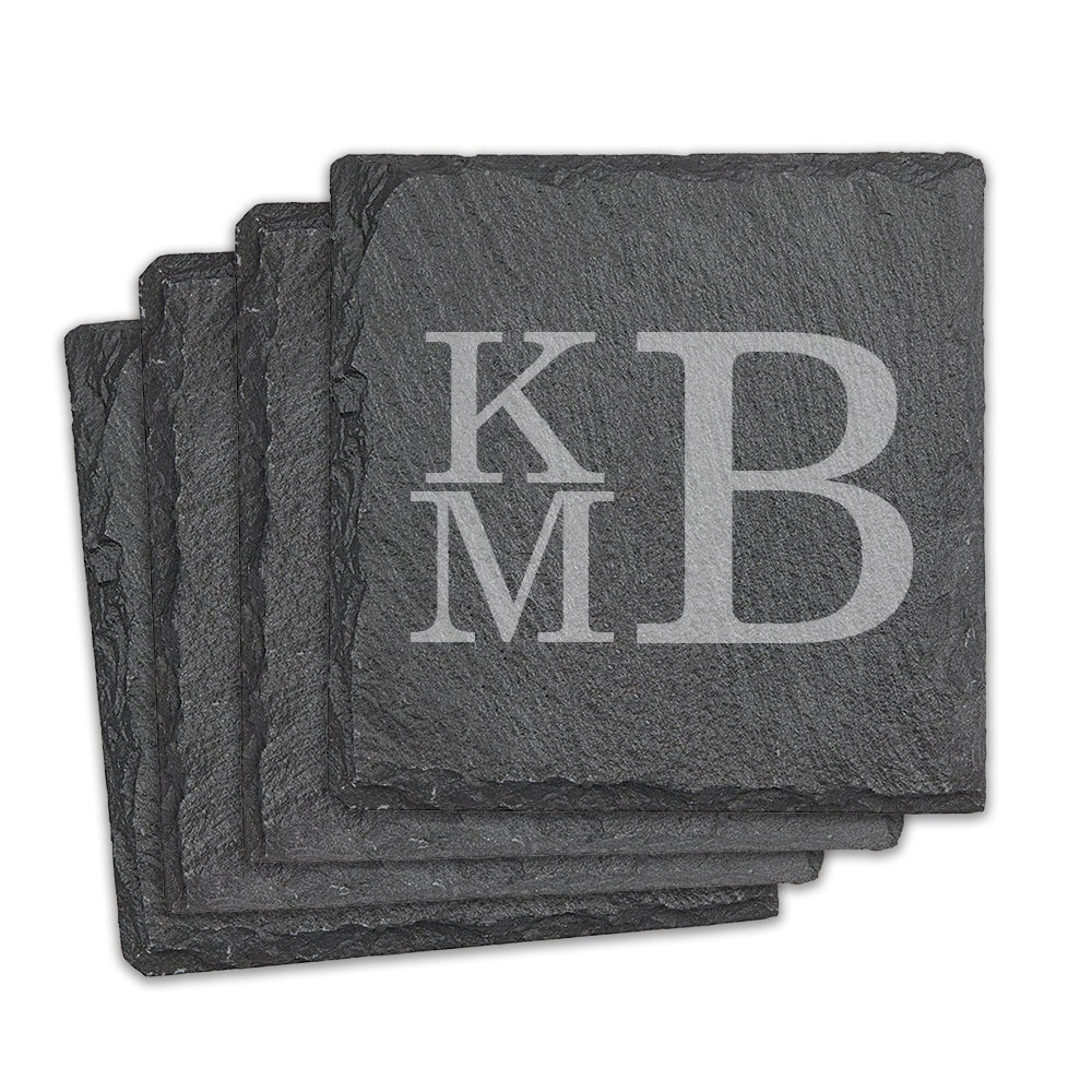 Monogram Square Slate Coasters - Set of 4