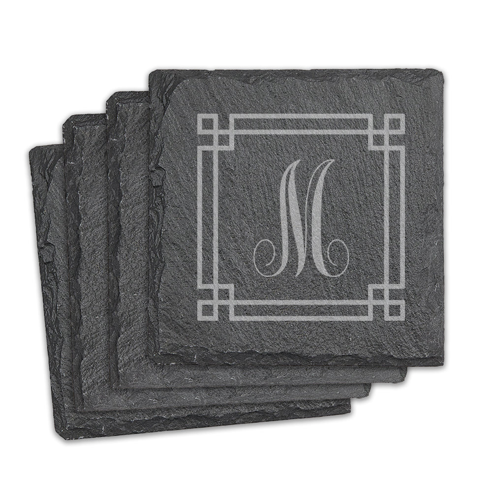 Monogram Square Slate Coasters - Set of 4
