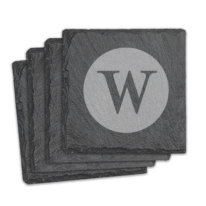 Monogram Square Slate Coasters - Set of 4