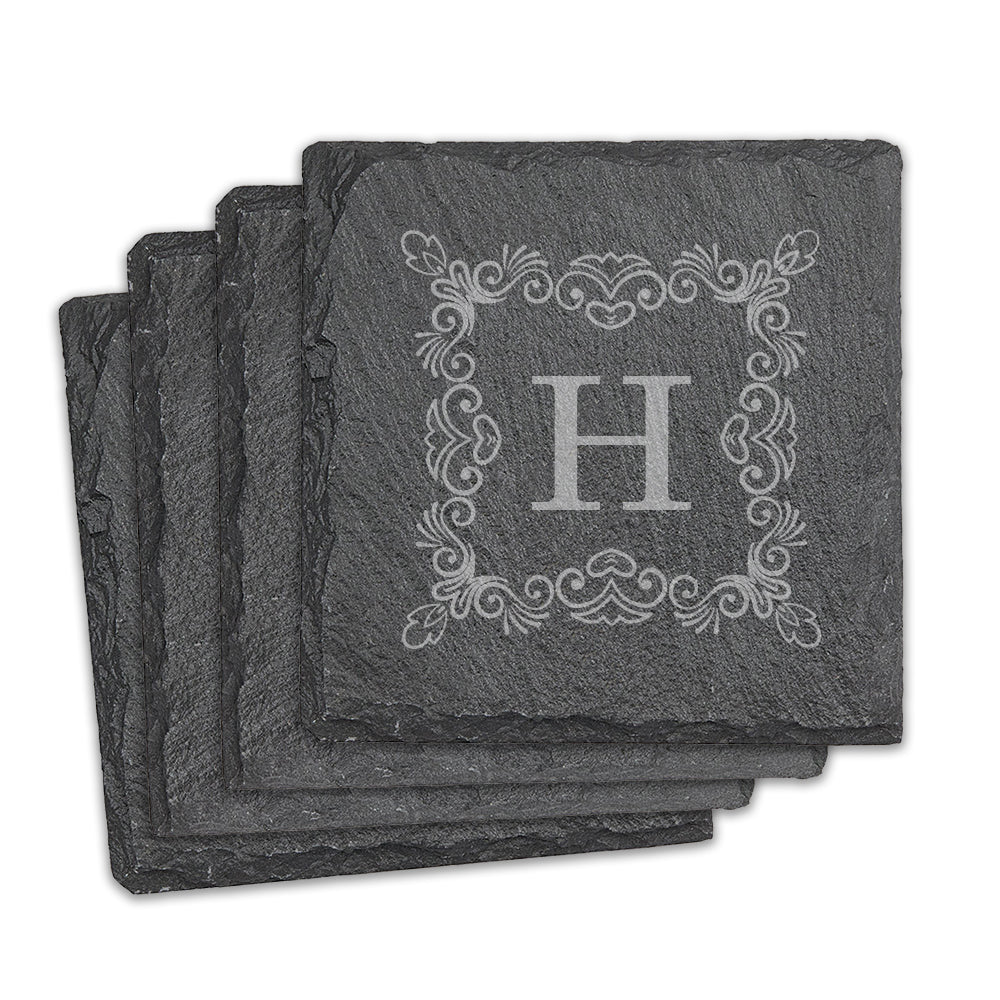 Monogram Square Slate Coasters - Set of 4