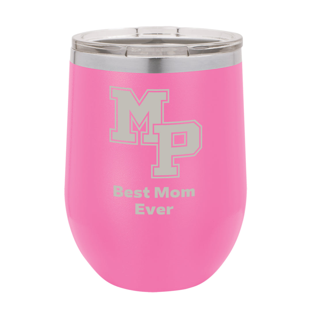 MP Custom 12 oz. Pink Stemless Insulated Tumbler with Clear Lid