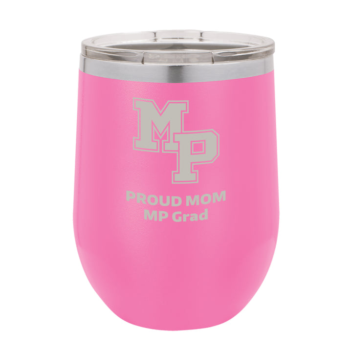 MP Custom 12 oz. Pink Stemless Insulated Tumbler with Clear Lid