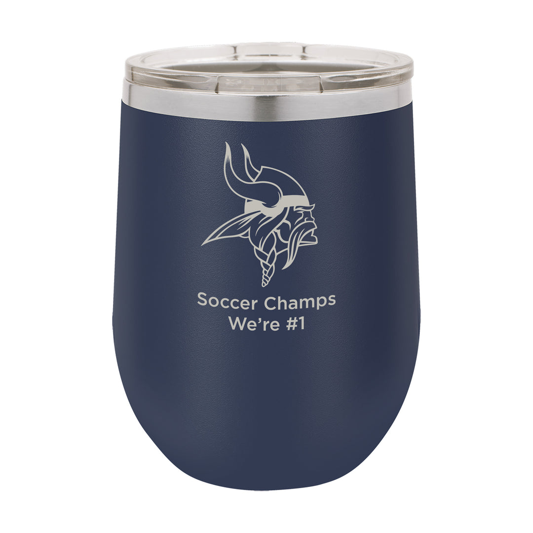 Upper Merion SD 12 oz. Personalized Navy Blue Stemless Insulated Tumbler with Clear Lid