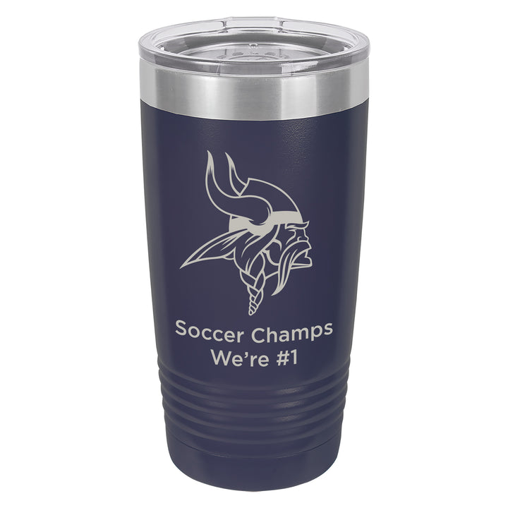 Upper Merion SD 20 oz. Custom Navy Blue Insulated Tumbler with Clear Lid