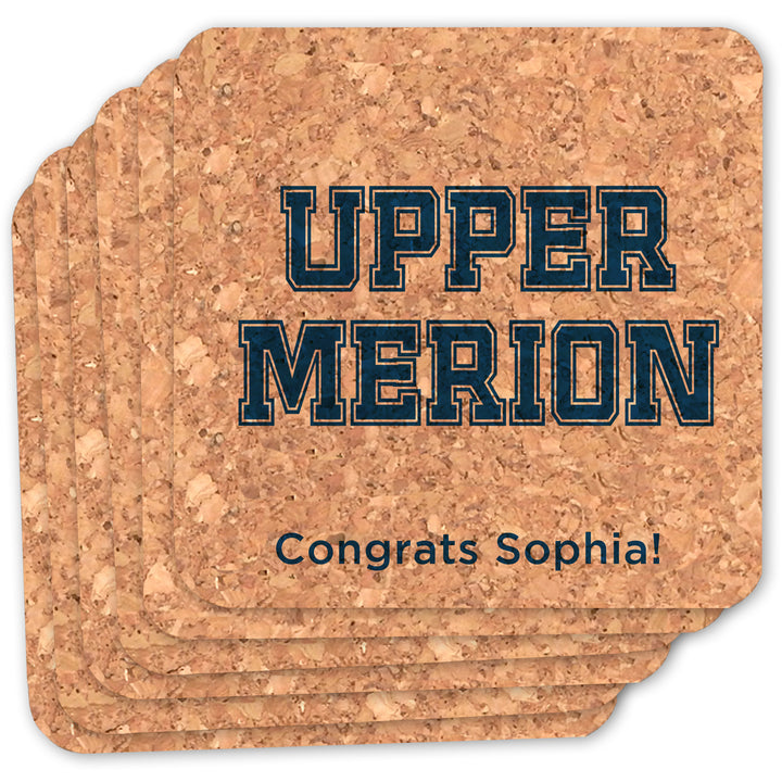 Upper Merion Custom Square Cork Coasters (Set of 6)