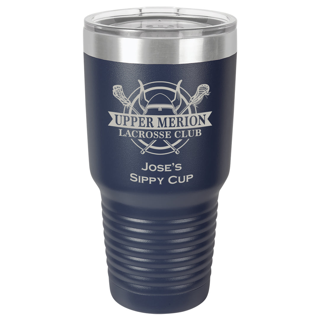 UM Lacrosse Large 30 oz. Navy Blue Insulated Tumbler with Clear Lid