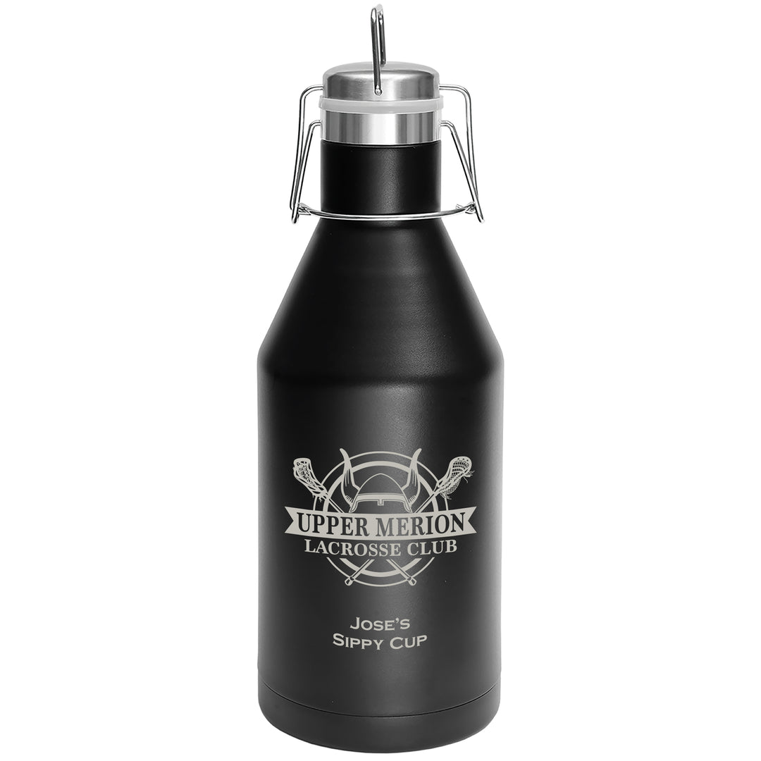 UM Lacrosse 64 oz. Black Vacuum Insulated Growler with Swing-Top Lid