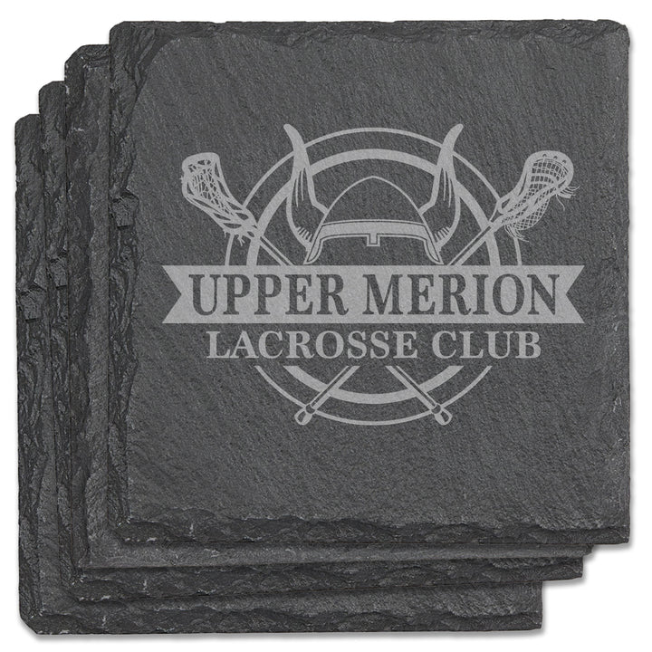 UM Lacrosse Square Slate Coasters (Set of 4)