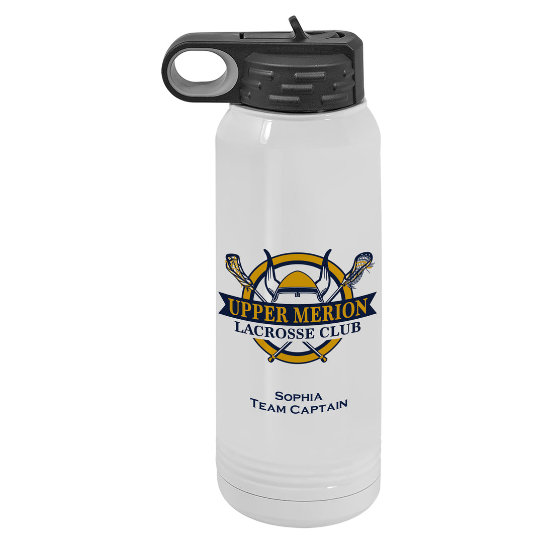 UM Lacrosse Personalized White Water Bottle - 30 oz. Wide Mouth with Straw Lid